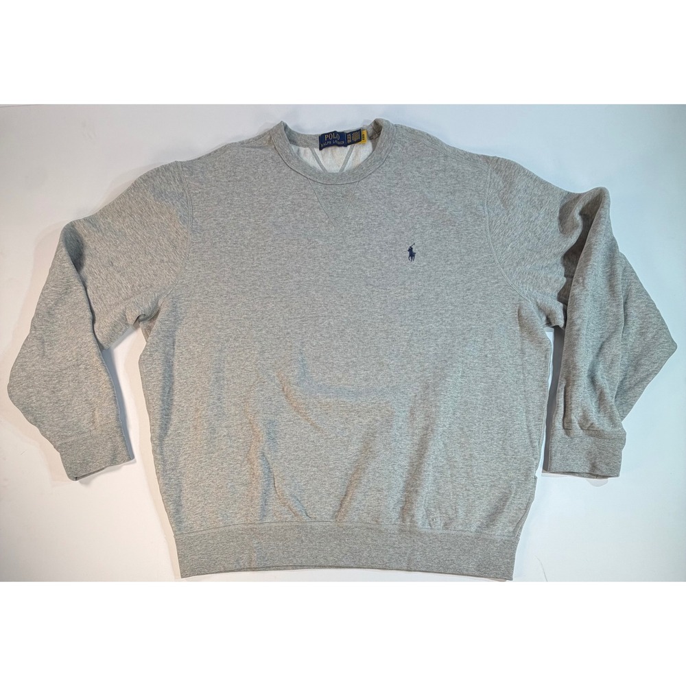 Polo Ralph Lauren Mens XXL Gray Crewneck Sweatshirt Fleece Pullover Pony Logo